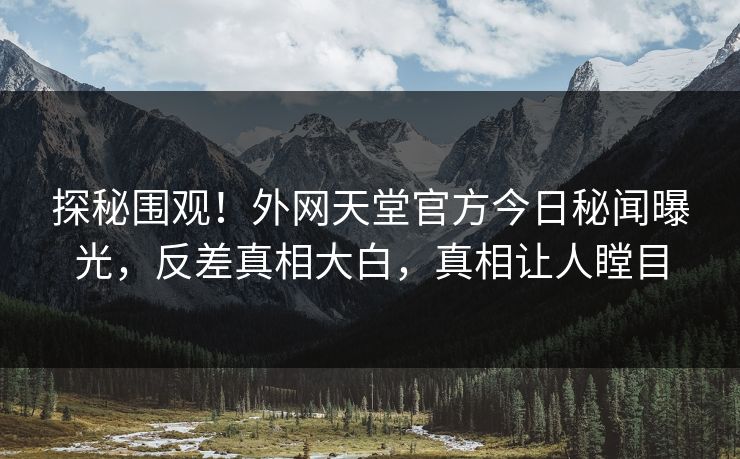探秘围观！外网天堂官方今日秘闻曝光，反差真相大白，真相让人瞠目