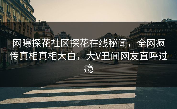 网曝探花社区探花在线秘闻，全网疯传真相真相大白，大V丑闻网友直呼过瘾