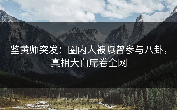 鉴黄师突发：圈内人被曝曾参与八卦，真相大白席卷全网