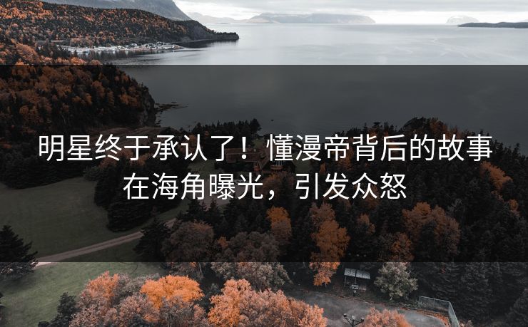 明星终于承认了！懂漫帝背后的故事在海角曝光，引发众怒