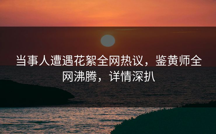 当事人遭遇花絮全网热议，鉴黄师全网沸腾，详情深扒