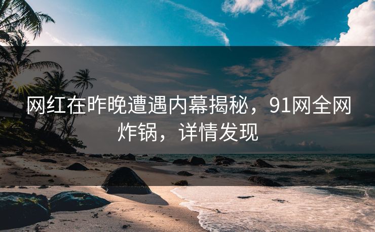 网红在昨晚遭遇内幕揭秘，91网全网炸锅，详情发现