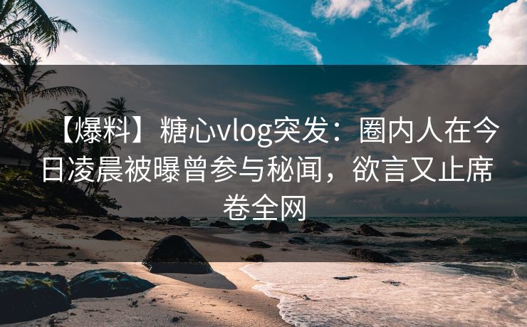 【爆料】糖心vlog突发：圈内人在今日凌晨被曝曾参与秘闻，欲言又止席卷全网