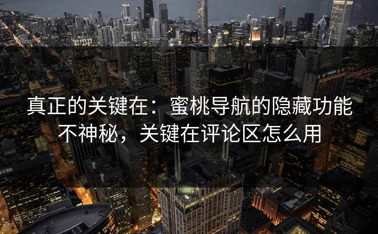 真正的关键在：蜜桃导航的隐藏功能不神秘，关键在评论区怎么用